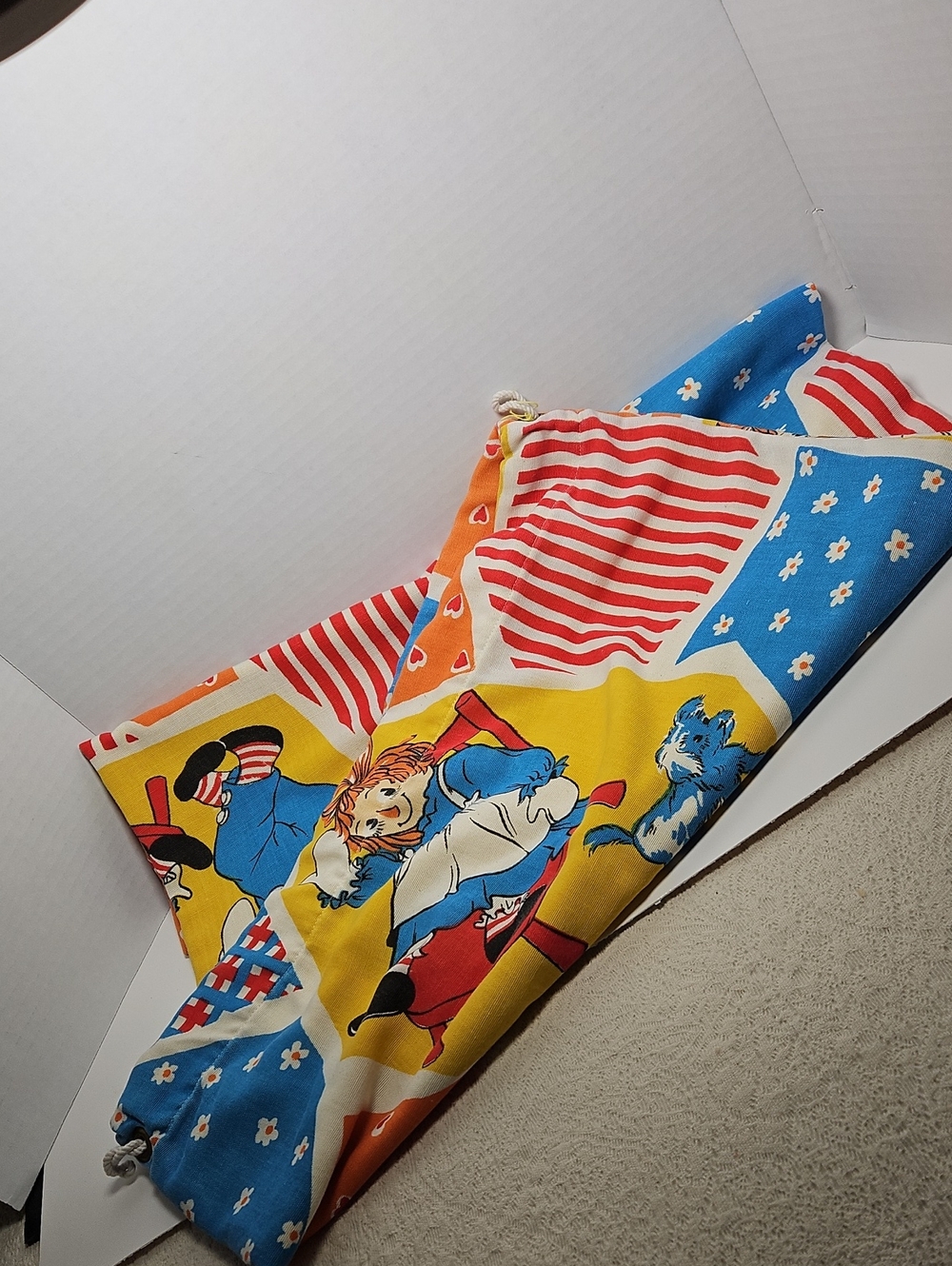 Vintage Raggedy Ann And Andy Handmade Laundry Bag 20"x29"